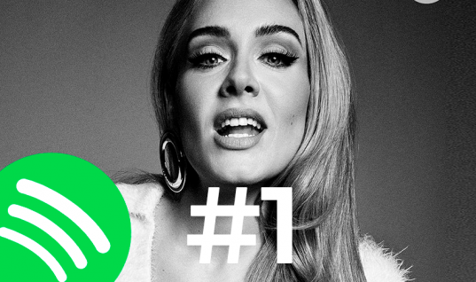 Adele quebra recorde mundial no Spotify com “Easy On Me”, sendo a música mais ouvida em um único dia